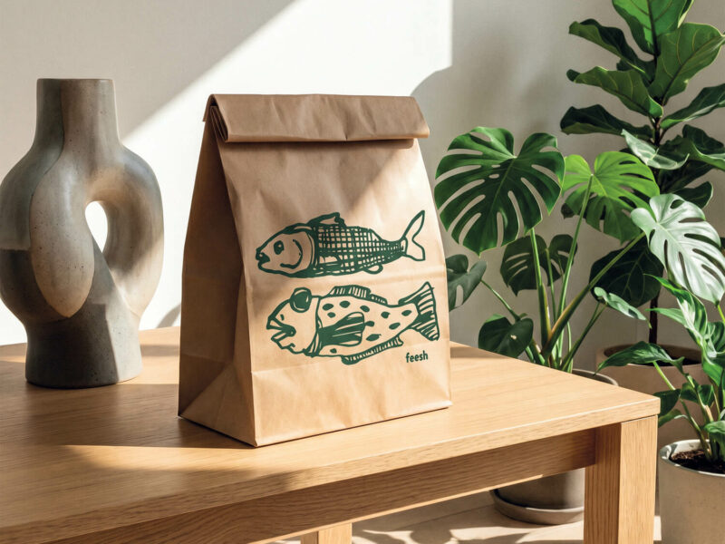 Brun Papperspåse med fyrkantsbotten och eget tryck | Din logotyp och design - Enklapack.se