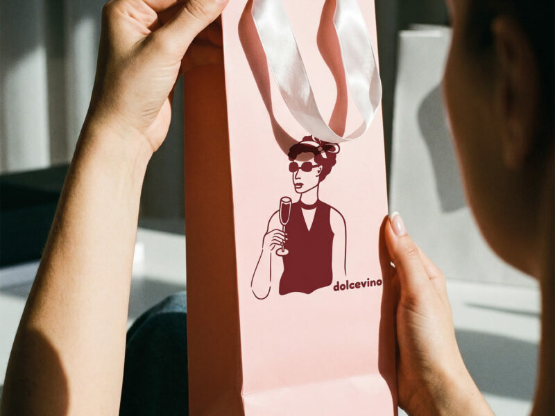 Rosa Röd Papperspåse med Sidenband & eget tryck - Enklapack.se